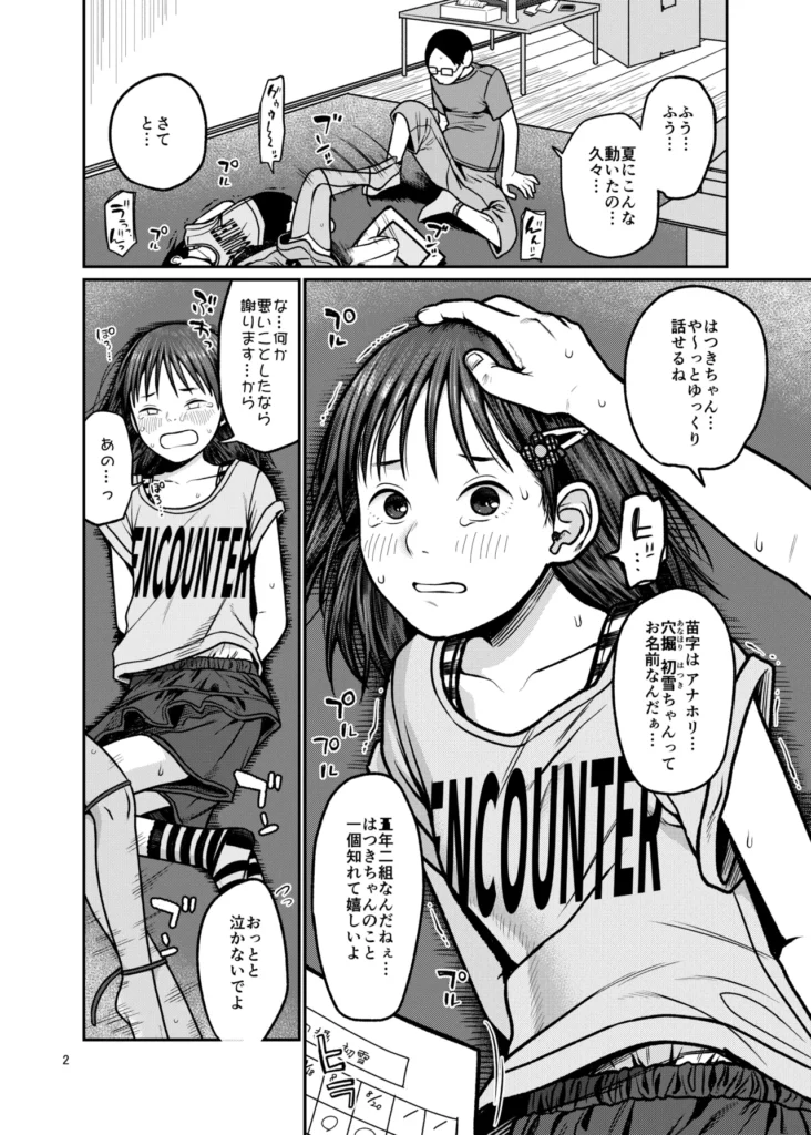 翼をもがれた天使と悪魔 仲良し姉妹が連れ去られ、好き放題弄ばれる日々が始まる…。優しい心を持つ姉・初雪(はつき)。男に好意を持たれ、一方的にラブラブセックスを求められる。妹を守るために媚びを売り、懸命に耐えようとする。悪戯っ子な妹・茉鈴(まりん)。男に悪態をつこうとするも、拘束されている上に自分勝手に動こうとすると姉に矛先が向いてしまう。姉妹は普通でありふれた日常を送っていたに違いない。何か違うとすれば、男に目を付けられ、小さな身体での抵抗がままならなかっただけだろう。屈辱的な言いなり、前触れのないイラマチオ、有無を言わさない口内射精、苦しいだけの中出し。強○的に、一方的に愛される姉妹の新たな人生が始まる。 翼をもがれた天使と悪魔 3 228