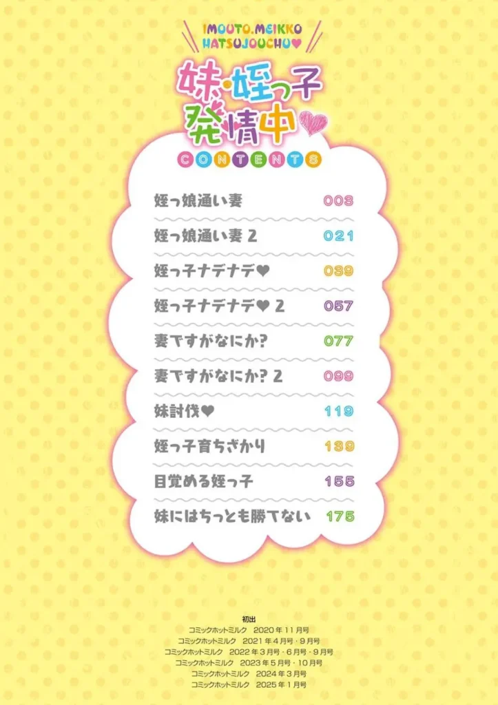 妹・姪っ子発情中 お兄ちゃん大好き好き好き 妹系至極の作品集 親戚ののぼるお兄ちゃんはリリの恋人。だらしない彼氏の世話を焼くのは彼女の務め!会うたびにすぐに体を求めてくるけど、それにしっかり応えるのも彼女の務め(姪っ娘通い妻) 自分にとっては義姉にあたる「お母さん」と喧嘩して家出してきたという姪っ子あゆみちゃん。信用してるからとりあえず預かってほしいと言われたものの、実際はあゆみちゃんとは以前から何度もエッチをしちゃってます(姪っ子ナデナデ) 私たちの本気 魅せちゃう 妹系至極の作品集! <収録作品> 姪っ娘通い妻 姪っ娘通い妻2 姪っ子ナデナデ 姪っ子ナデナデ2 妻ですがなにか? 妻ですがなにか?2 妹討伐 姪っ子育ちざかり 目覚める姪っ子 妹にはちっとも勝てない https://eromanga-douzin.com/archives/37642 妹・姪っ子発情中 4 88 https://eromanga-douzin.com/archives/37642