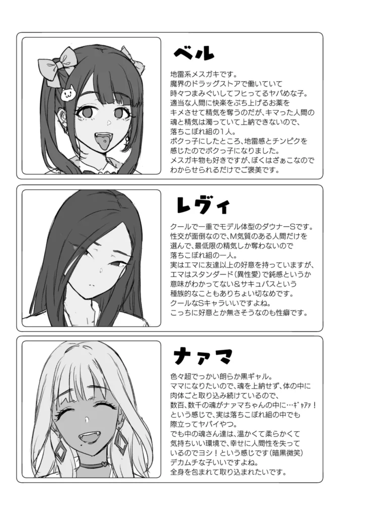 ギャルサキュバスがハーレムで来ようと俺の純愛は止まらない! 「それで、アンタは誰を選ぶわけ…?」ひょんなことからギャルサキュバスに恋をした主人公は、プロポーズをしようと一大決心。しかし召喚の詠唱を間違え、現れたのは特大黒ギャル、クールなモデル系、地雷系サキュバス!?還そうとも、召喚には代償の精気が必要で、性交不可避。4人のギャルサキュバスが迫る中、主人公は純愛を貫けるのか、それとも快楽堕ちしてしまうのか…!?人間VSサキュバスの長い夜が始まる…!総ページ数76Pの超大ボリューム&パイズリ、素股、足コキ、大量中出しetc様々なプレイ!男性受けシチュメインの、ソフトM向け!暑い夏をさらにホットにするこの1冊、どうぞお楽しみください! ギャルサキュバスがハーレムで来ようと俺の純愛は止まらない! 75 49