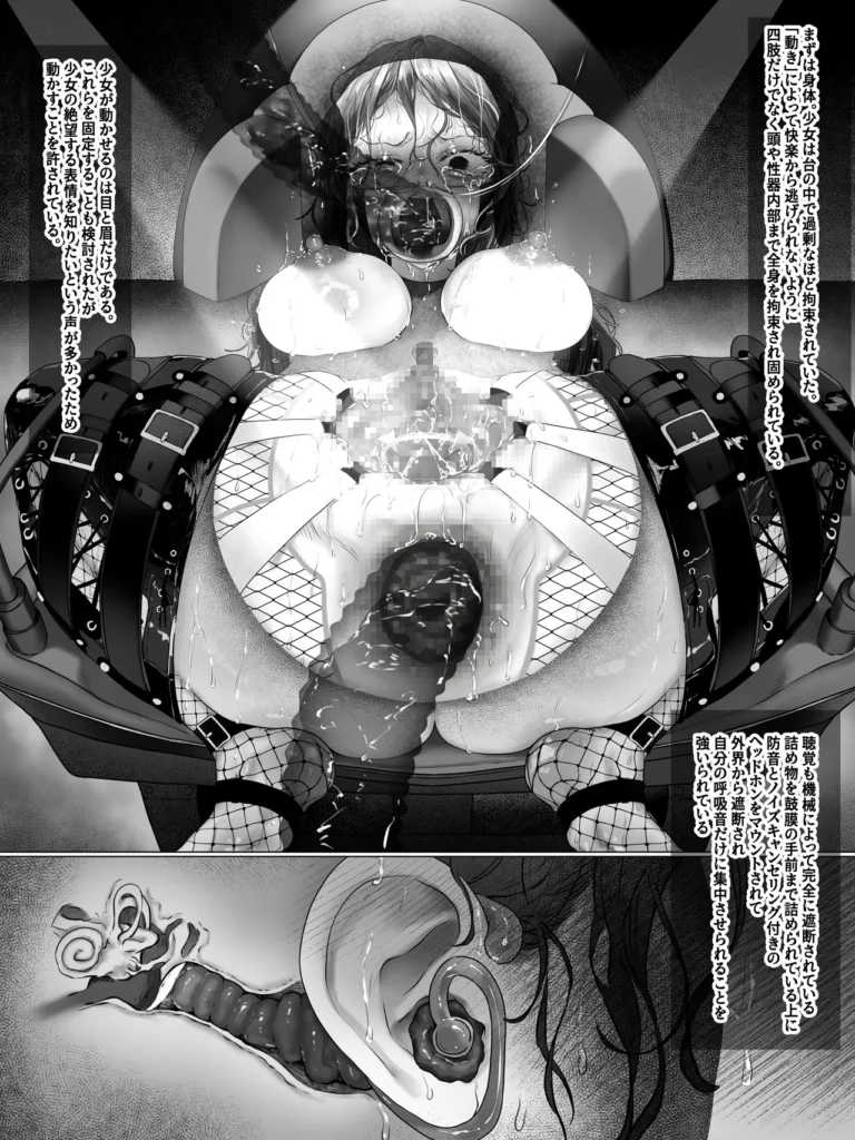 拘束少女器具責め漫画 女体器具蹂躙～完全拘束少女/クリ肥大化実験/無限ディルド機械○/性器徹底集中責めなど～ 84 31 https://eromanga-douzin.com/archives/99236